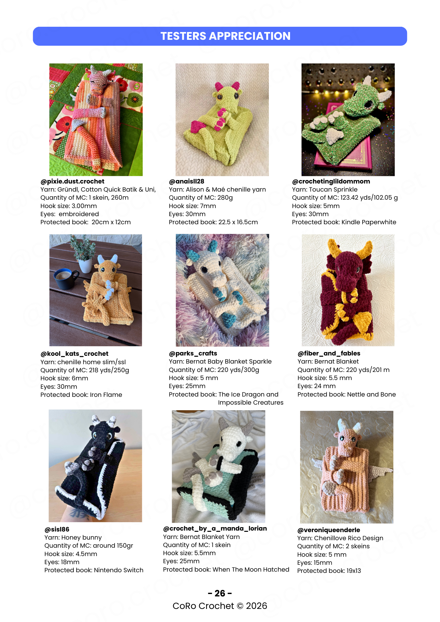 Book protector: the Dragon - PDF Crochet Pattern - Patron au crochet - English (US terms) - Français