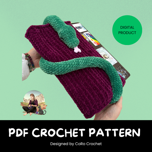 Book protector: the Snake - PDF Crochet Pattern - Patron au crochet - English (US terms) - Français